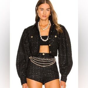 NWT ASSIGNMENT Dionne Cropped Jacket in Black in size SMALL | Revolve